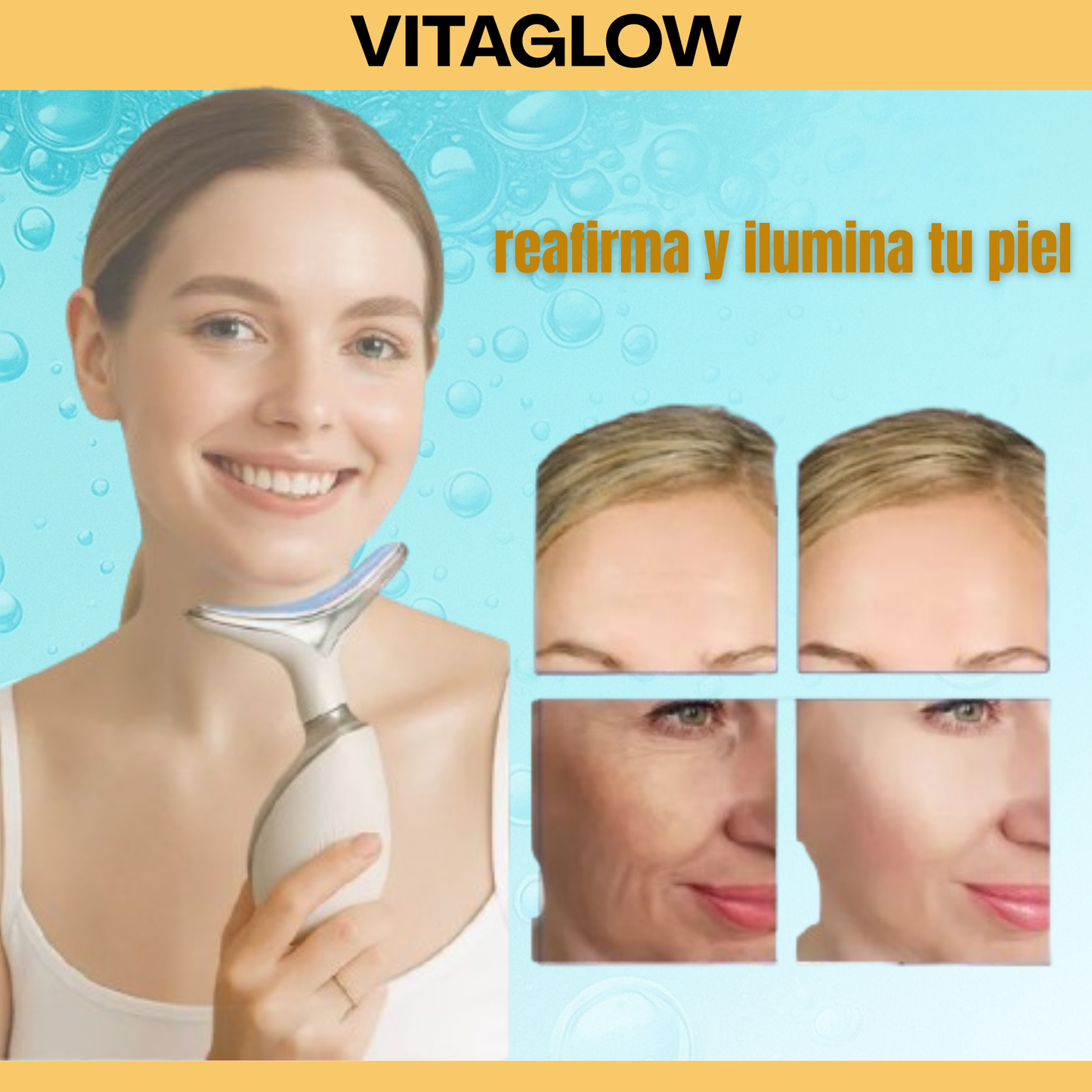 Masajeador Facial Rejuvenecedor VitaGlow™ – Lifting y Limpieza Profesional